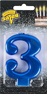 Свеча-цифра "3" Синяя