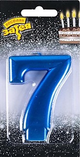 Свеча-цифра "7" Синяя