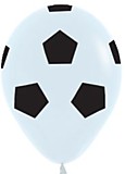 Шар латексный "12/30см" - Футбольный мяч (белый)