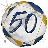 Круг Цифра 50 Мрамор, синий голография