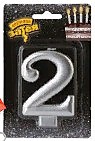 Свеча -цифра "2" Серебряная