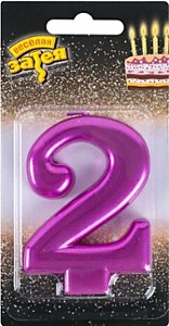 Свеча-цифра "2" Ярко-розовая