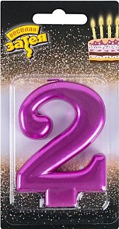 Свеча-цифра "2" Ярко-розовая