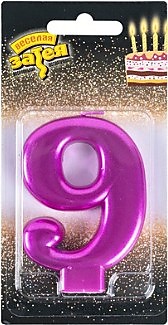 Свеча-цифра "9" Ярко-розовая