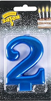 Свеча-цифра "2" Синяя