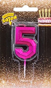 Свеча Цифра "5" Диамант Маджента 4,5см