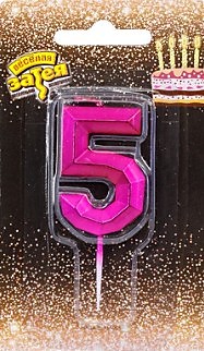 Свеча Цифра "5" Диамант Маджента 4,5см