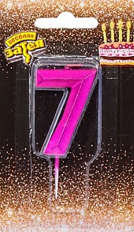 Свеча Цифра "7" Диамант Маджента 4,5см