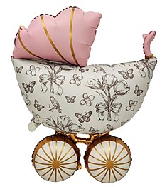 Коляска Винтаж розовая сатин