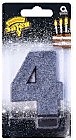 Свеча -цифра "4" Черная глиттер