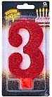 Свеча -цифра "3" Гигант глиттер