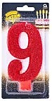 Свеча -цифра "9" Гигант глиттер