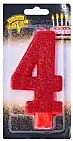 Свеча -цифра "4" Гигант глиттер