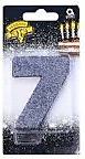 Свеча -цифра "7" Черная глиттер
