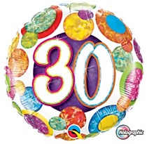 Круг Цифра 30,Круги разноцветные, голография